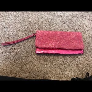 Beaded hot pink clutch